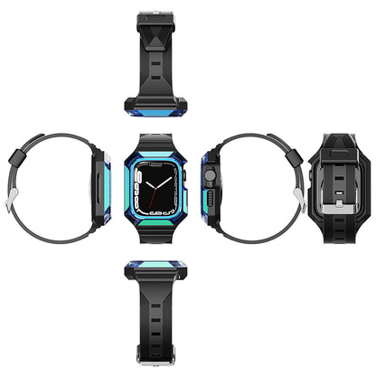 Apple Watch 42mm Zore KRD-88 Sert PC Kasa Koruyuculu Silikon Kordon Siyah