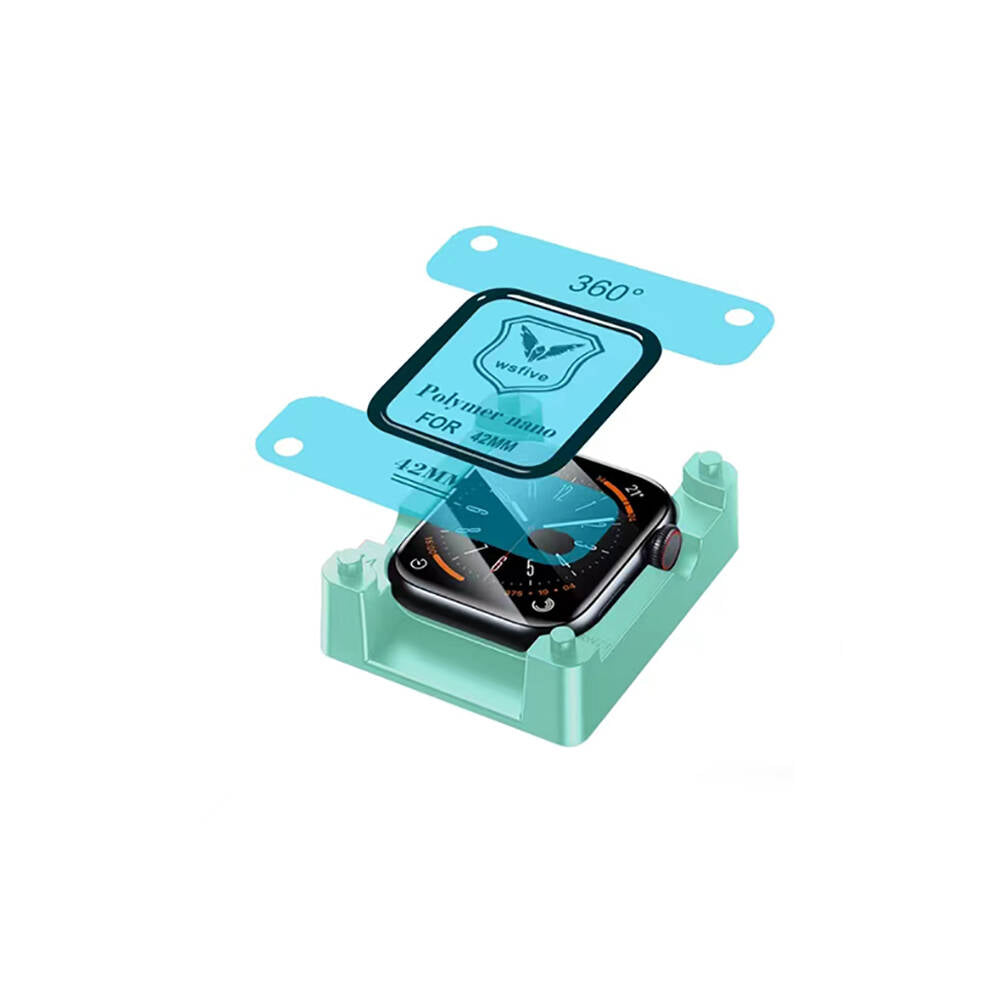 Apple Watch 42mm Zore Polymer Nano Ekran Koruyucu + Kolay Uygulama Aparatlı Siyah