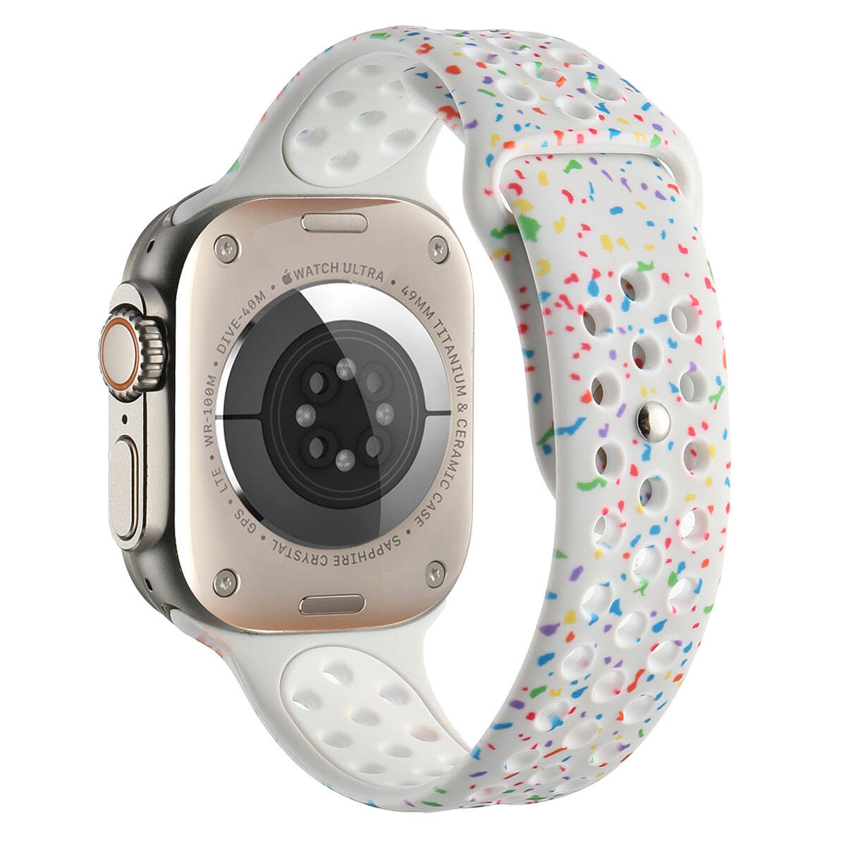 Apple Watch 44mm Kordon Yeni Seri 2023 KRD-02 Silikon Strap Kayış Krem