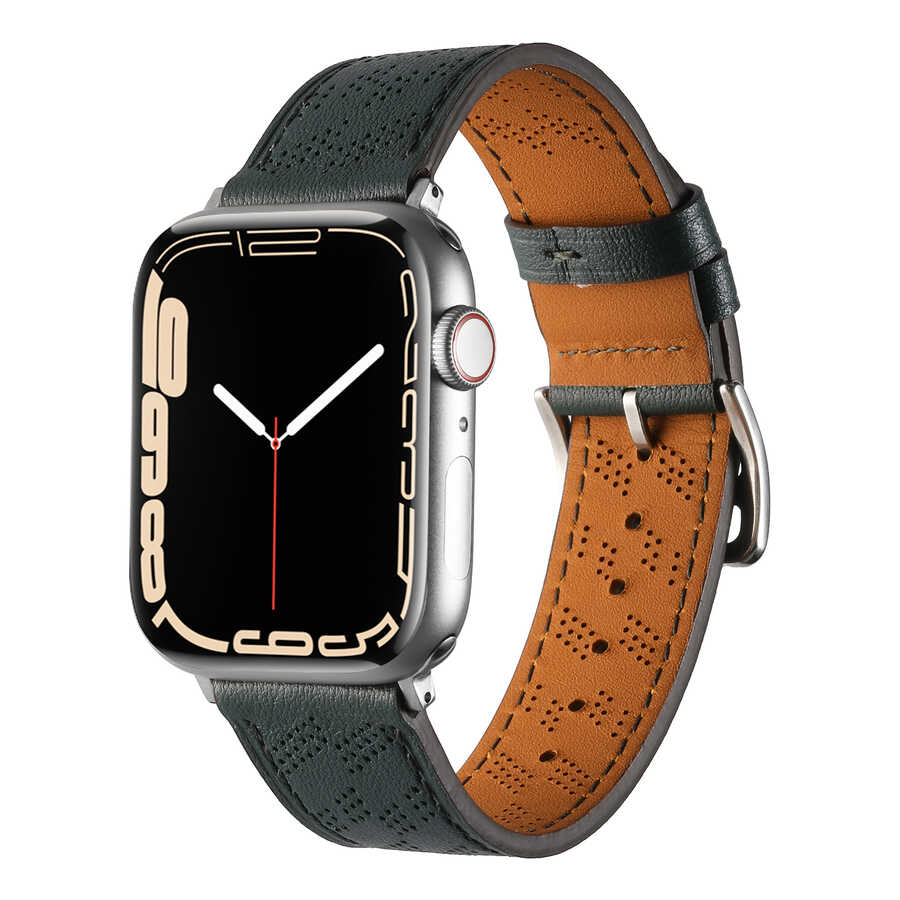 Apple Watch 44mm KRD-76 PU Deri Kordon Strap Kayış