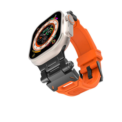 Apple Watch 44mm Zore KRD-108 Metal Başlıklı Silikon Kordon Starlight White