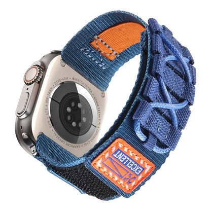 Apple Watch 44mm Zore KRD-112 Orbital Örgülü Halat Tasarımlı Naylon Kumaş Hasır Kordon Turuncu