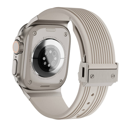 Apple Watch 44mm Zore KRD-113 Spor Görünümlü Silikon Kordon Starlight