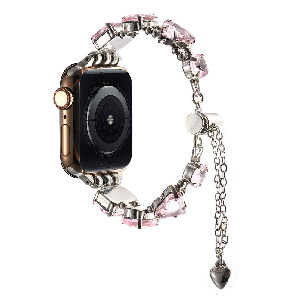 Apple Watch 44mm Zore KRD-115 Renkli Taş Tasarımlı Kordon Lila