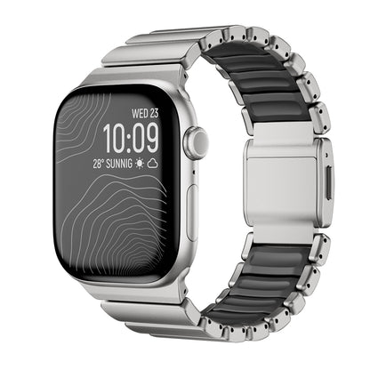 Apple Watch 44mm Zore KRD-149 Titanyum Silikon Kordon Siyah-Yeşil