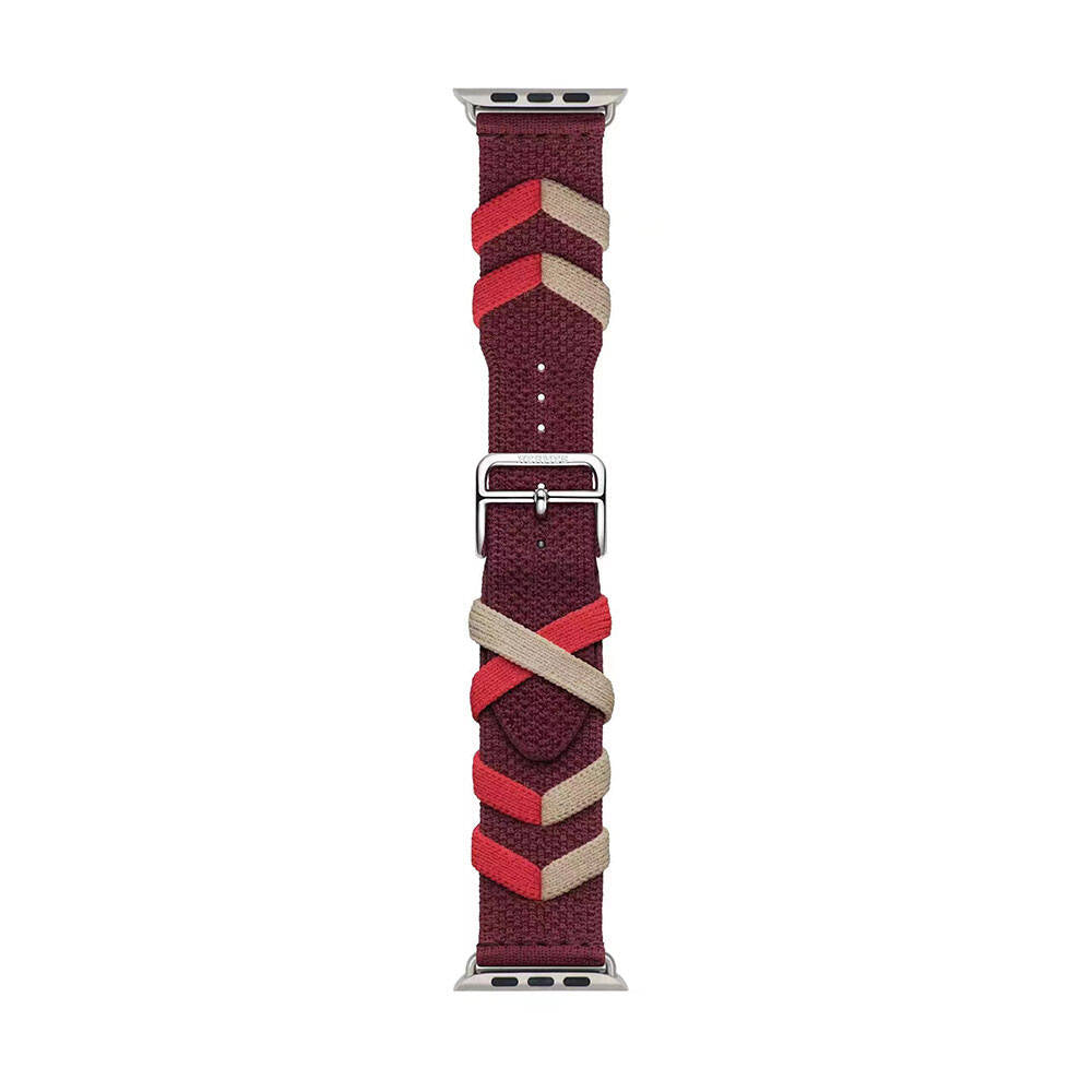 Apple Watch 44mm Zore KRD-97 Sarmal Örgü Tasarımlı Kordon Siyah