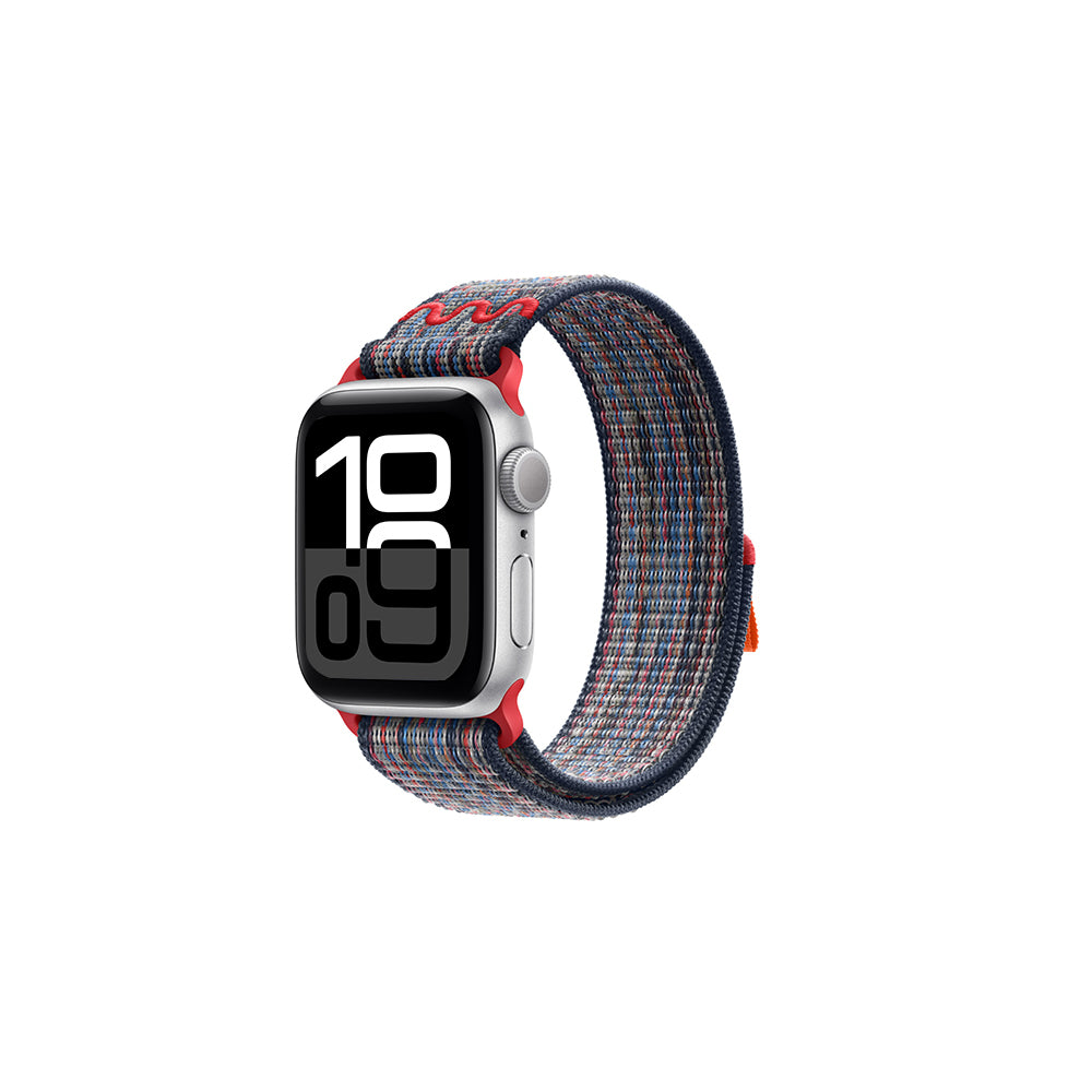 Apple Watch 7 41mm KRD-91 Hasır Kordon Strap Kayış Mavi-Kırmızı
