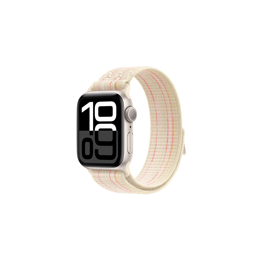 Apple Watch 7 41mm KRD-91 Hasır Kordon Strap Kayış Starlight-Pembe