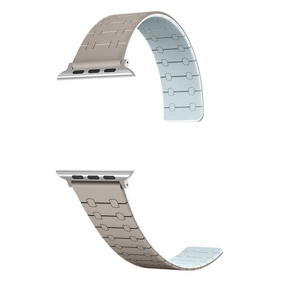 Apple Watch 7 41mm Zore KRD-111 Çizgili Desenli Silikon Kordon Kahverengi