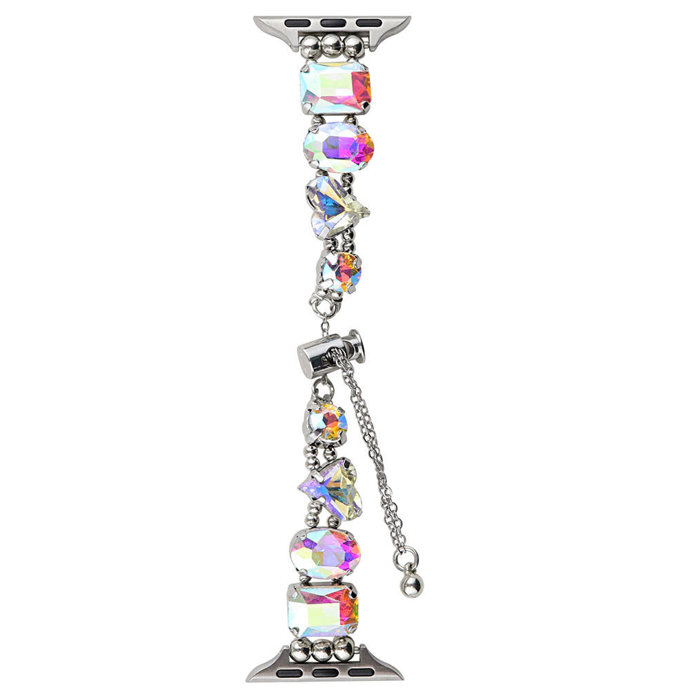 Apple Watch 7 41mm Zore KRD-115 Renkli Taş Tasarımlı Kordon Rose Pembe