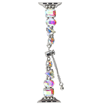 Apple Watch 7 41mm Zore KRD-115 Renkli Taş Tasarımlı Kordon Rose Pembe