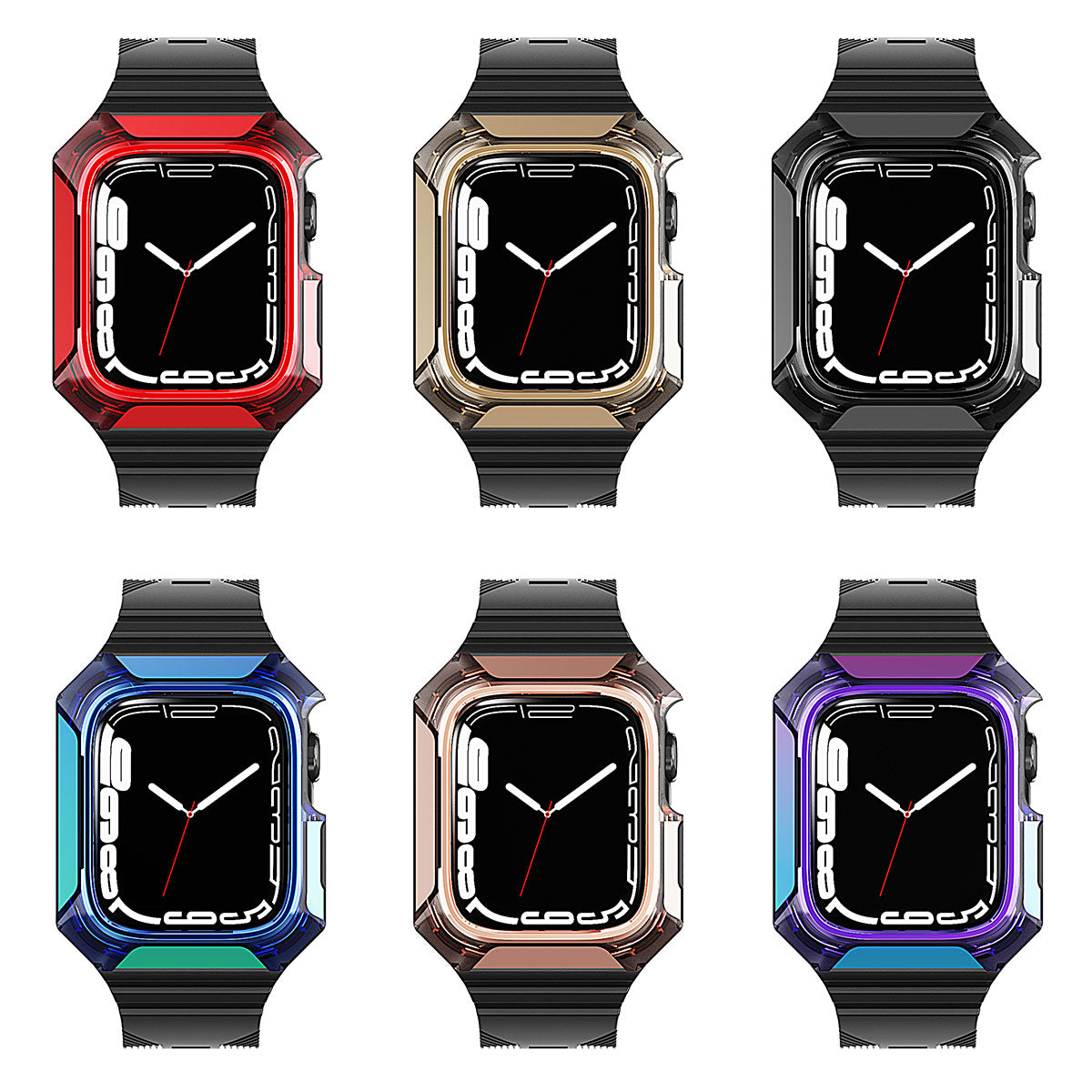 Apple Watch 7 41mm Zore KRD-88 Sert PC Kasa Koruyuculu Silikon Kordon Mavi