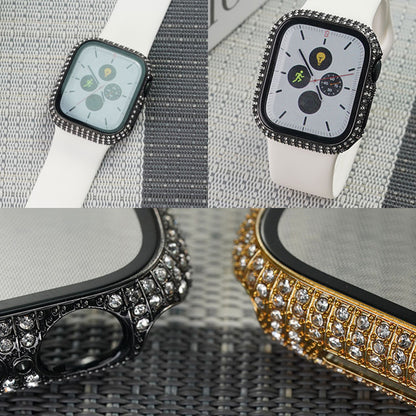 Apple Watch 7 41mm Zore Watch Gard 24 Kenarları Taşlı Sert PC Kasa Ve Ekran Koruyucu Siyah
