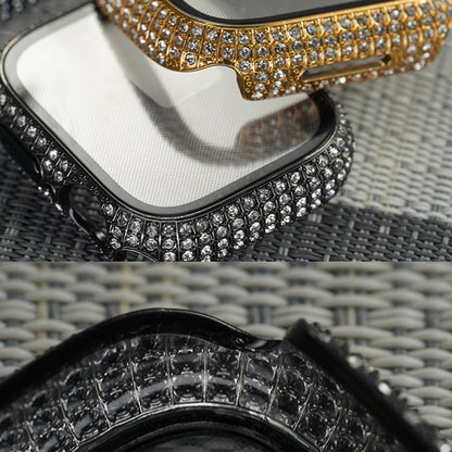 Apple Watch 7 41mm Zore Watch Gard 24 Kenarları Taşlı Sert PC Kasa Ve Ekran Koruyucu Gold