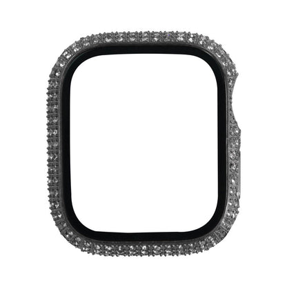 Apple Watch 7 41mm Zore Watch Gard 24 Kenarları Taşlı Sert PC Kasa Ve Ekran Koruyucu Gümüş