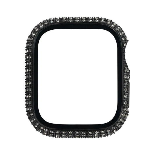 Apple Watch 7 41mm Zore Watch Gard 24 Kenarları Taşlı Sert PC Kasa Ve Ekran Koruyucu Siyah