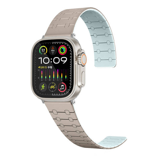 Apple Watch 7 45mm Zore KRD-111 Çizgili Desenli Silikon Kordon Kahverengi