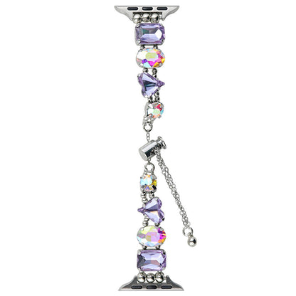 Apple Watch 7 45mm Zore KRD-115 Renkli Taş Tasarımlı Kordon Rose Pembe