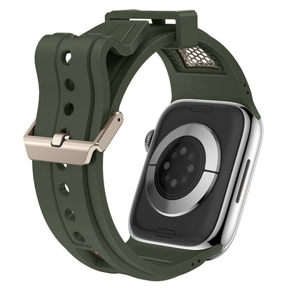 Apple Watch 7 45mm Zore KRD-117 Hava Alabilen Delikli Metal Süslemeli Desenli Silikon Kordon Titanyum-Starlight