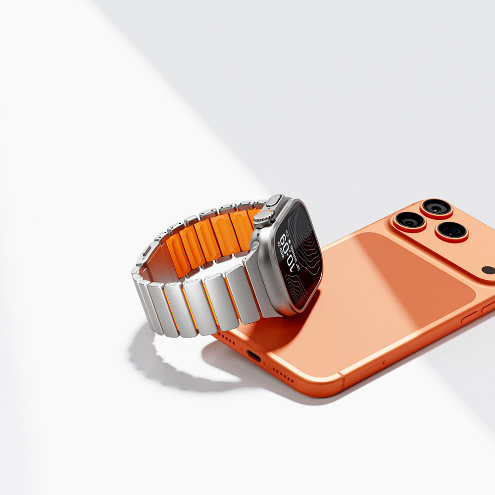 Apple Watch 7 45mm Zore KRD-149 Titanyum Silikon Kordon Siyah