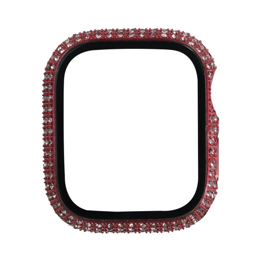 Apple Watch 7 45mm Zore Watch Gard 24 Kenarları Taşlı Sert PC Kasa Ve Ekran Koruyucu Pembe