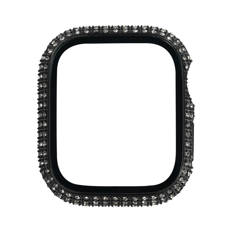 Apple Watch 7 45mm Zore Watch Gard 24 Kenarları Taşlı Sert PC Kasa Ve Ekran Koruyucu Siyah