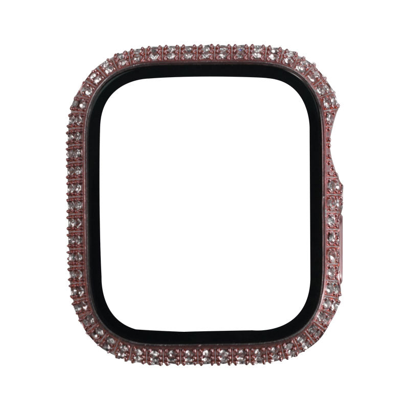 Apple Watch 7 45mm Zore Watch Gard 24 Kenarları Taşlı Sert PC Kasa Ve Ekran Koruyucu Gold