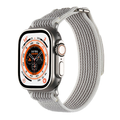 Apple Watch Ultra 49mm Hasır Kordon Zore KRD-106 Strap Kayış Beyaz-Turuncu