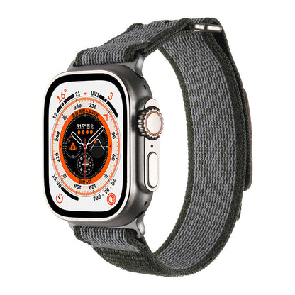 Apple Watch Ultra 49mm Hasır Kordon Zore KRD-106 Strap Kayış Beyaz-Turuncu