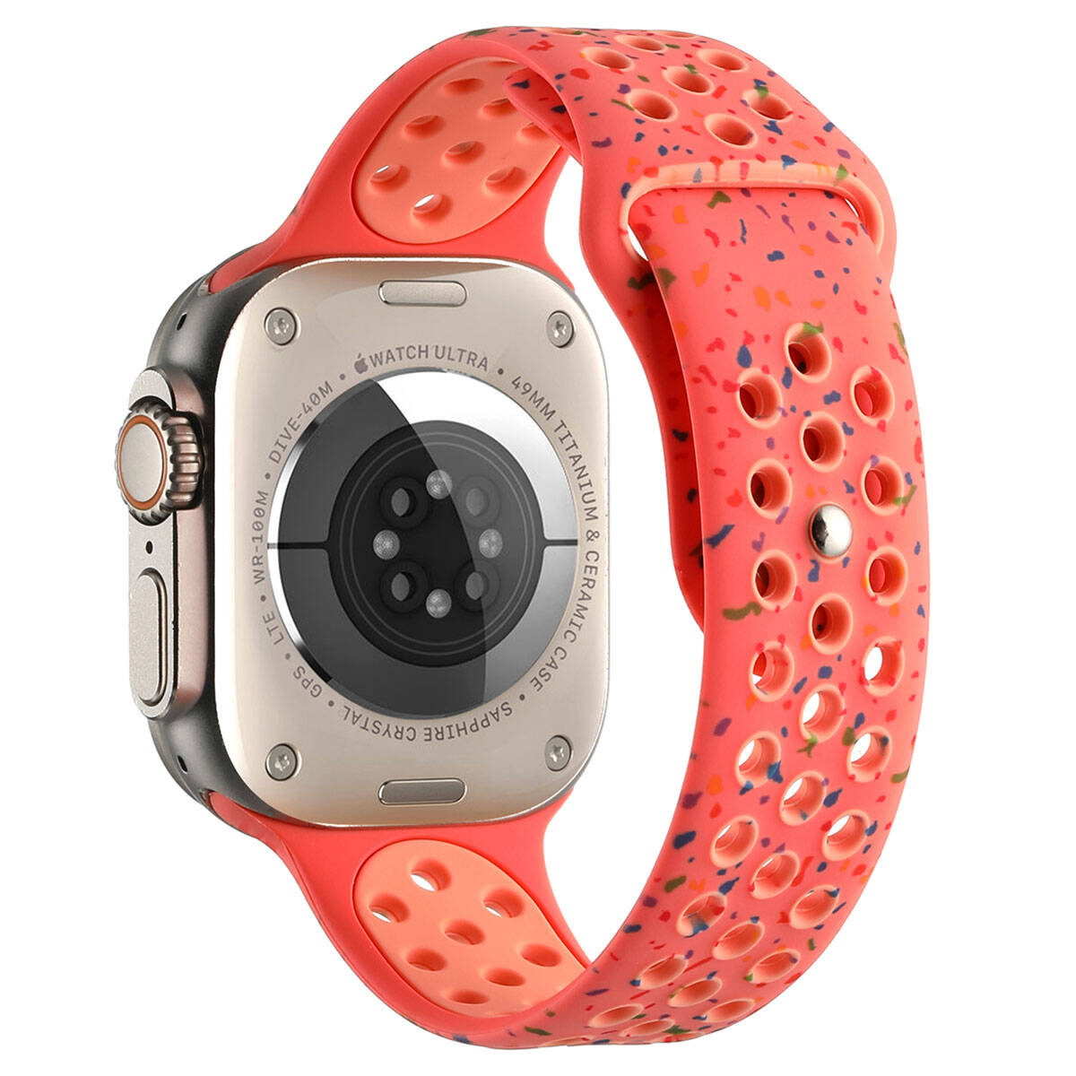 Apple Watch Ultra 49mm Kordon Yeni Seri 2023 KRD-02 Silikon Strap Kayış Turuncu
