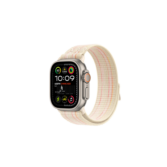 Apple Watch Ultra 49mm KRD-91 Hasır Kordon Strap Kayış Starlight-Pembe
