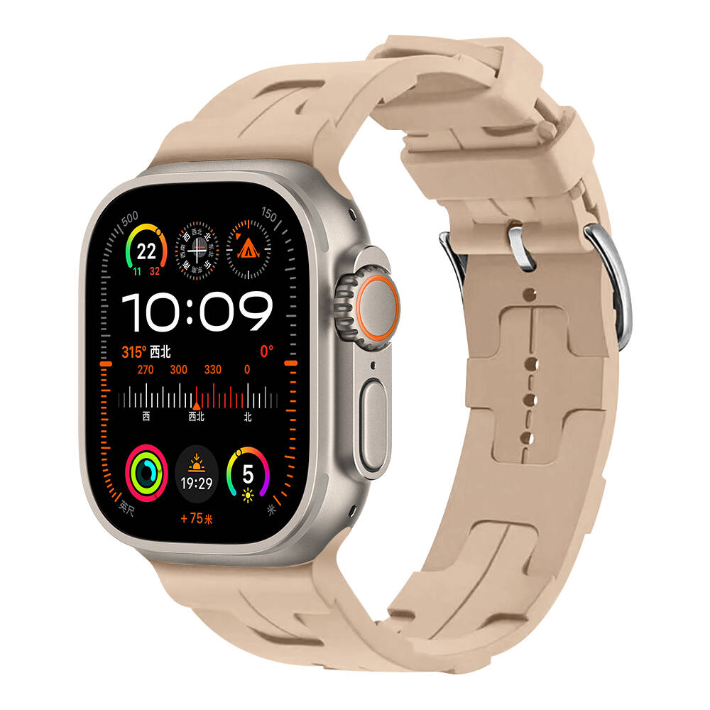 Apple Watch Ultra 49mm KRD-92 Silikon Kordon Kahve Açık