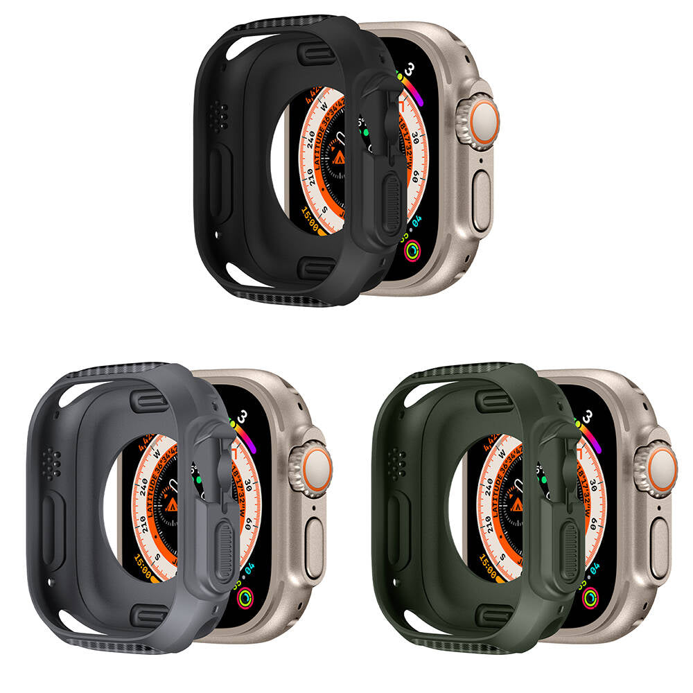 Apple Watch Ultra 49mm Silikon TPU Kasa Koruyucu Zore Watch Gard 31 Siyah
