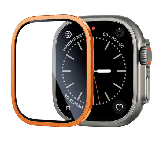 Apple Watch Ultra 49mm Zore ALM-01 Metal Çerçeveli Ekran Koruyucu Siyah
