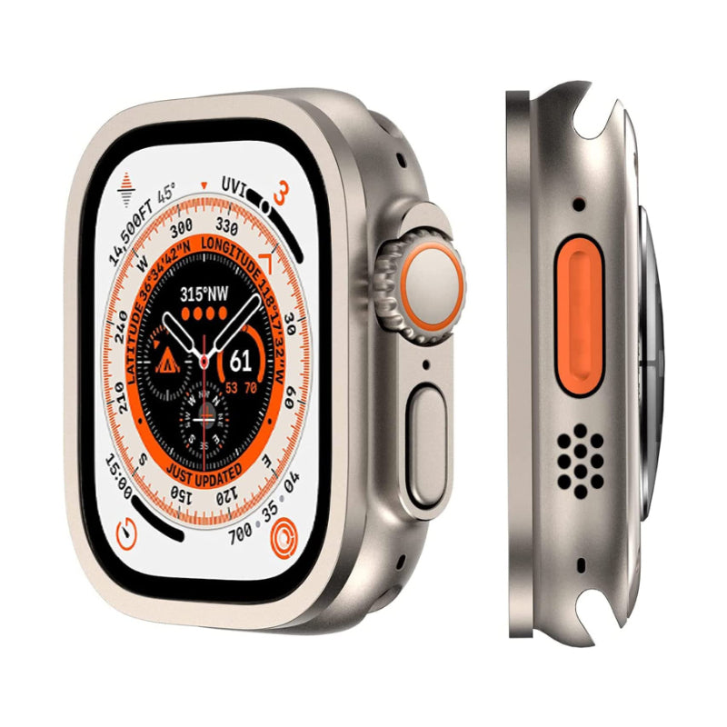 Apple Watch Ultra 49mm Zore ALM-01 Metal Çerçeveli Ekran Koruyucu Turuncu