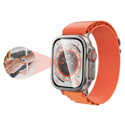 Apple Watch Ultra 49mm Zore ALM-01 Metal Çerçeveli Ekran Koruyucu Turuncu