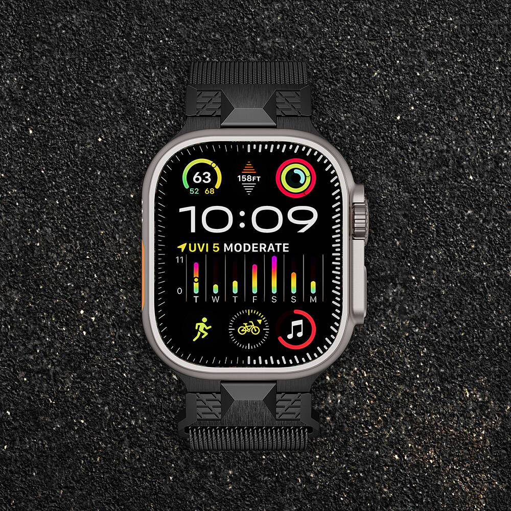 Apple Watch Ultra 49mm Zore KRD-107 Metal Hasır Kordon Gümüş