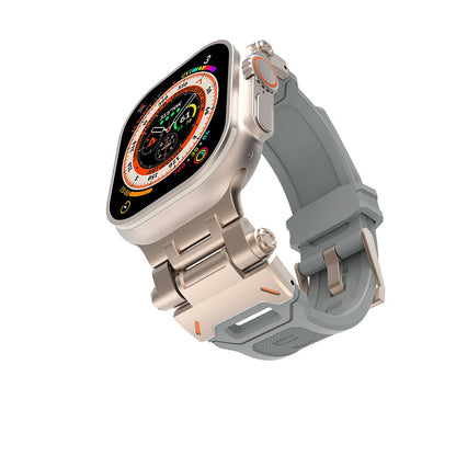 Apple Watch Ultra 49mm Zore KRD-108 Metal Başlıklı Silikon Kordon Starlight-Yeşil