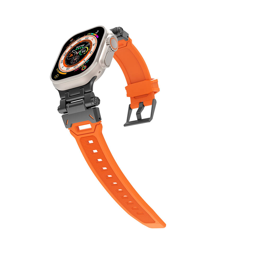 Apple Watch Ultra 49mm Zore KRD-108 Metal Başlıklı Silikon Kordon Starlight-Mavi