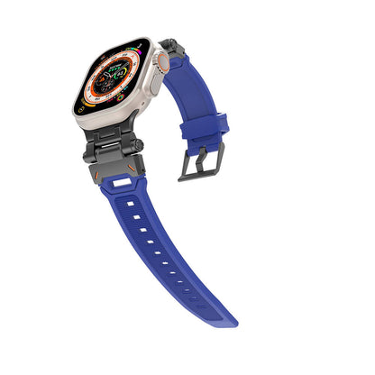 Apple Watch Ultra 49mm Zore KRD-108 Metal Başlıklı Silikon Kordon Starlight Grey