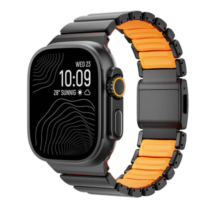 Apple Watch Ultra 49mm Zore KRD-149 Titanyum Silikon Kordon Gümüş-Siyah