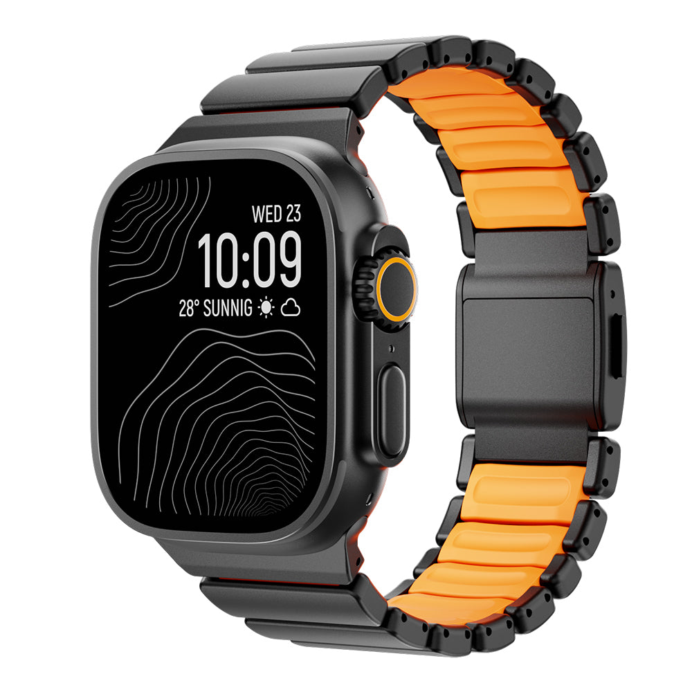 Apple Watch Ultra 49mm Zore KRD-149 Titanyum Silikon Kordon Gümüş-Yeşil