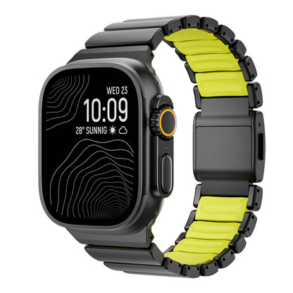 Apple Watch Ultra 49mm Zore KRD-149 Titanyum Silikon Kordon Siyah-Yeşil