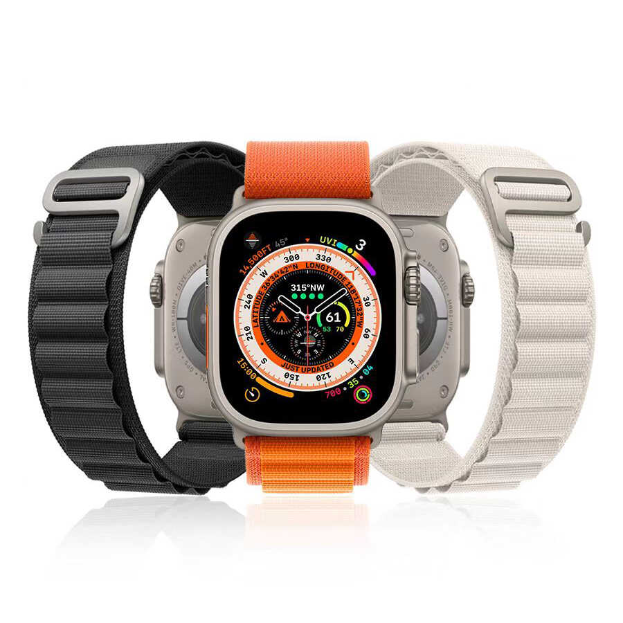 Apple Watch Ultra 49mm Zore KRD-74 Hasır Kordon Kahverengi