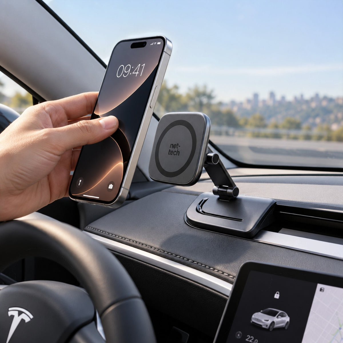 Nettech NT-CHC45 Tesla Araç içi Manyetik Etkili Telefon Tutucu (Gri) NT-117977