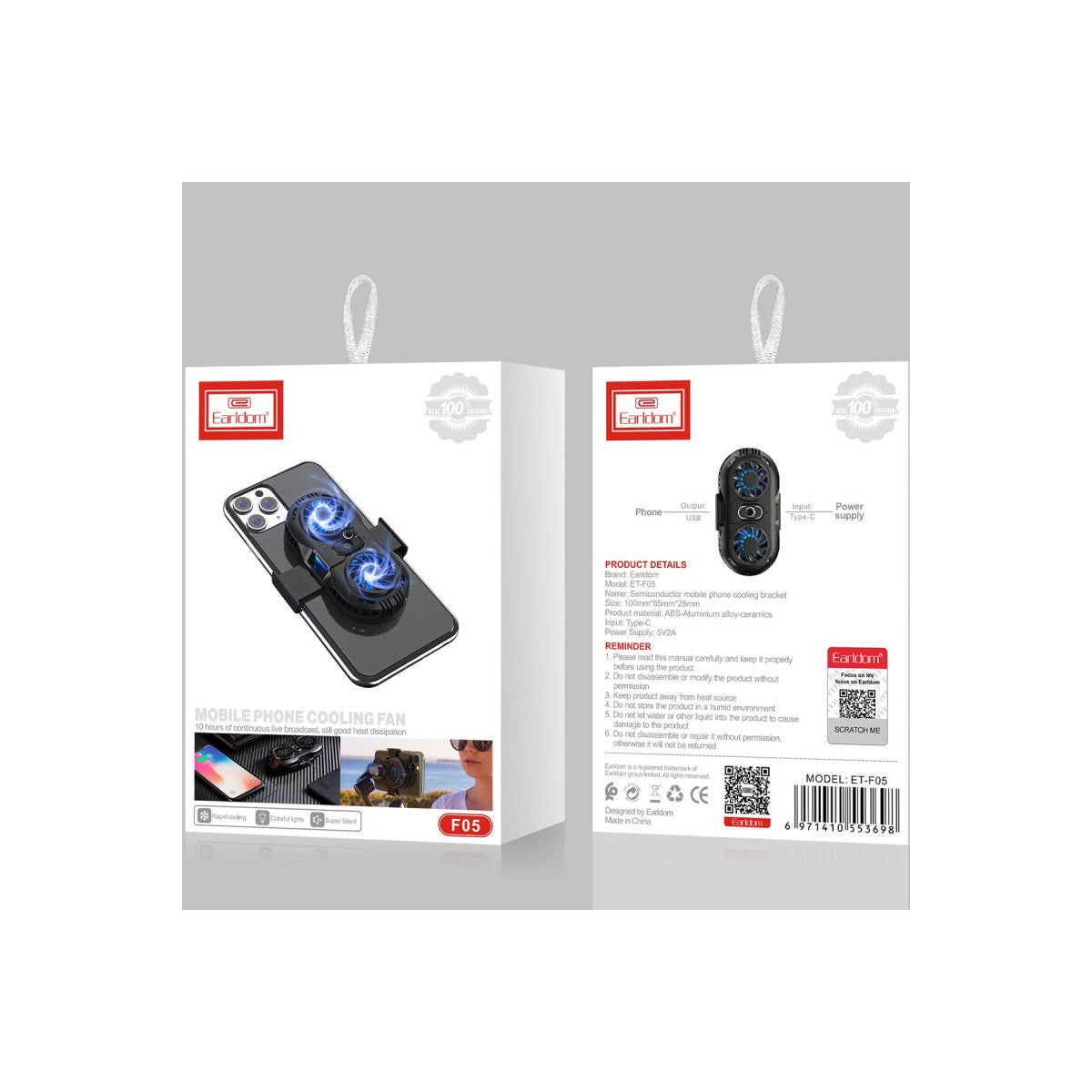 Earldom F05 Işıklı Radyatör Telefon Soğutucu Fan