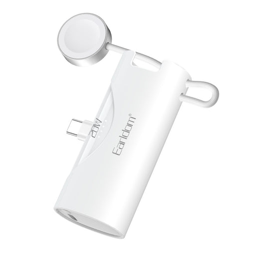 Earldom PD46 5.000 mAh 20W Dahili Type-C Çıkışlı Ekstra Dahili 2.5W Saat Şarj Kablolu PD Hızlı Şarj Mini Powerbank