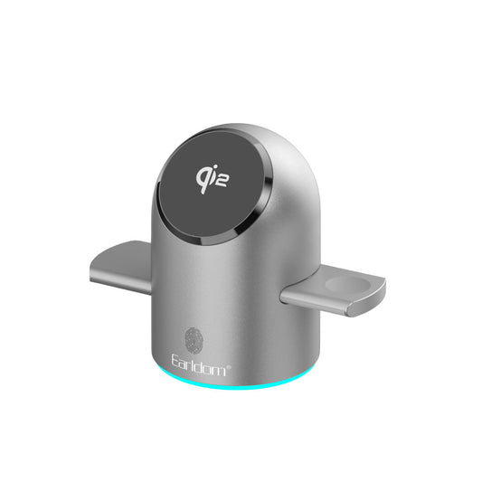 Earldom WC76 3in1 15W Telefon 2.5W Saat ve 5W Airpods İçin Dönebilen Kablosuz Şarj Standı