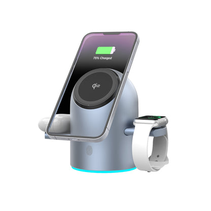 Earldom WC76 3in1 15W Telefon 2.5W Saat ve 5W Airpods İçin Dönebilen Kablosuz Şarj Standı