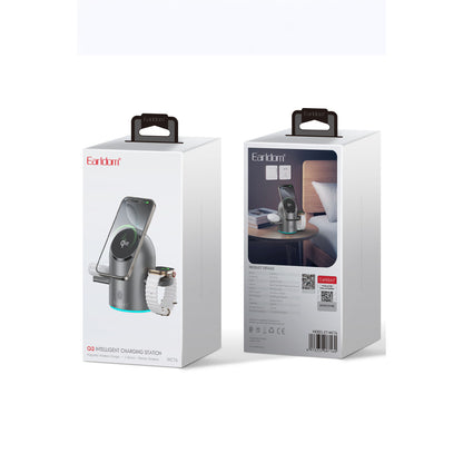 Earldom WC76 3in1 15W Telefon 2.5W Saat ve 5W Airpods İçin Dönebilen Kablosuz Şarj Standı